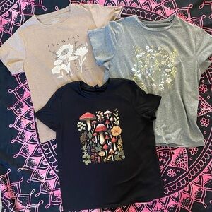 SHEIN Lot Of 3 Women's Graphic Tees - Black, Gray, Tan